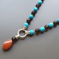 Collana Girocollo Pata Di Turchese Sferico Sfaciattato