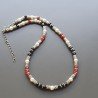 Collana girocollo cristallo multicolore rondelle sfac 8 mm con perle di fiume e ottone argentato lavorato 8mm infilato