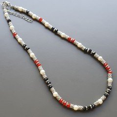Collana girocollo cristallo multicolore rondelle sfac 8 mm con perle di fiume e ottone argentato lavorato 8mm infilato