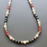 Collana girocollo cristallo multicolore rondelle sfac 8 mm con perle di fiume e ottone argentato lavorato 8mm infilato
