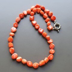 Collana girocollo corallo bambo arancione irregolare piatti annodato
