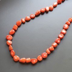 Collana girocollo corallo bambo arancione irregolare piatti annodato