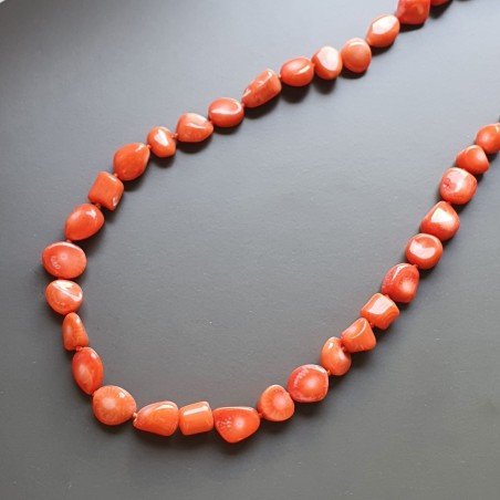 Collana girocollo corallo bambo arancione irregolare piatti annodato