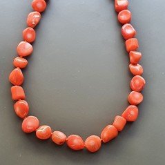 Collana girocollo corallo bambo arancione irregolare piatti annodato