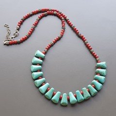 Collana girocollo corallo bamboo rosso sferico liscio