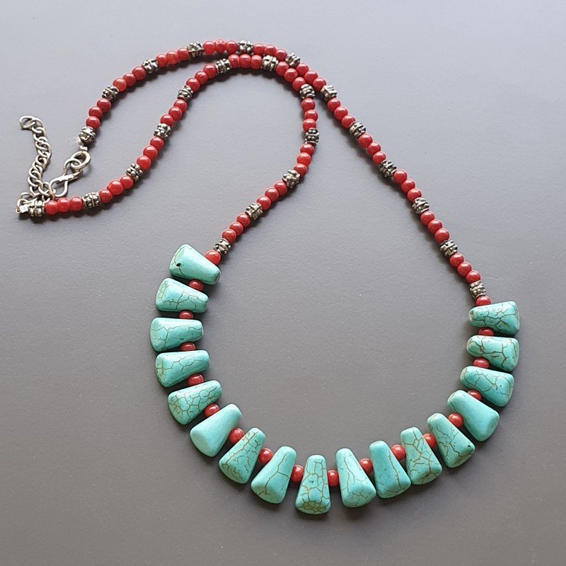 Collana girocollo corallo bamboo rosso sferico liscio