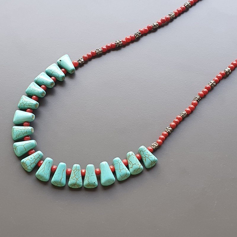 Collana girocollo corallo bamboo rosso sferico liscio