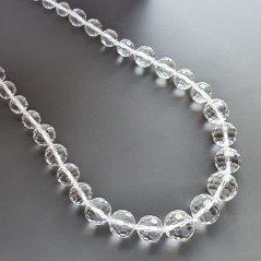 Collana girocollo cristallo di rocca sferico sfac 7-16 mm graduazione annodato