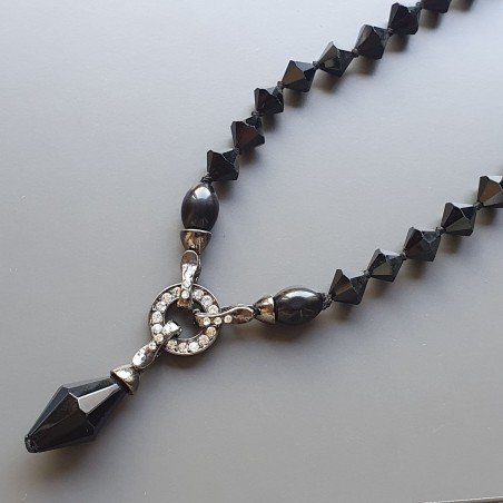 Collana girocollo cristallo rombo sfac di vari colori con pendente annodato