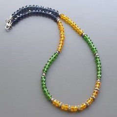 Collana girocollo cristallo rondelle sfac con ottone argentato lavorato infilato