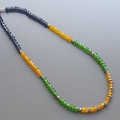 Collana girocollo cristallo rondelle sfac con ottone argentato lavorato infilato
