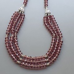 Collana girocollo cristallo rondelle sfac viola chiaro 8 mm con ottone argentato lavorato infilato