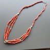 Collana girocollo corallo bambo tubetto con ottone argentato satinato liscio