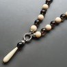 Collana girocollo quarzo fume forme miste con pietre dure miste e pendente annodato