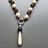 Collana girocollo quarzo fume forme miste con pietre dure miste e pendente annodato