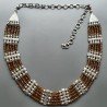 Collana girocollo egiziana cristallo ambra rondelle sfac e ottone argentato lavorato sferico liscio