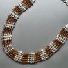 Collana girocollo egiziana cristallo ambra rondelle sfac e ottone argentato lavorato sferico liscio