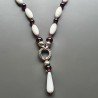 Collana girocollo pietre dure miste tonde 8-10 mm con ciondolo annodato