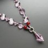 Collana girocollo cristallo rosa moneta twist sfac e ciondolo forma rombo sfac annodato con chiusura cerchietti