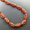 Collana girocollo corallo bamboo arancione goccia liscia 5x9 mm annodato