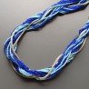 Collana girocollo cristalloo blu e azzurro tochom con argento indiano infilato