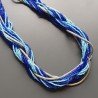 Collana girocollo cristalloo blu e azzurro tochom con argento indiano infilato