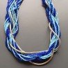 Collana girocollo cristalloo blu e azzurro tochom con argento indiano infilato