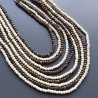 Collana girocollo legno tondo liscio marrone e crema con perline cristallo bianco annodato