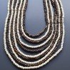Collana girocollo legno tondo liscio marrone e crema con perline cristallo bianco annodato
