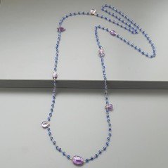 Collana A Nodo Orafo Dorato Con Cristallo Blu E Ametista Collana A Nodo Orafo Dorato Con Cristallo Blu E Ametista