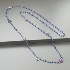 Collana A Nodo Orafo Dorato Con Cristallo Blu E Ametista Collana A Nodo Orafo Dorato Con Cristallo Blu E Ametista
