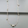Collana A Nodo Orafo Rosato Con Labradorite Bianca E Pirite Naturale