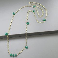 Collana A Nodo Orafo Dorato Con Peridoto E Onice Verde