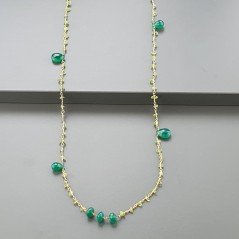 Collana A Nodo Orafo Dorato Con Peridoto E Onice Verde