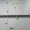 Collana A Nodo Orafo Dorato Con Peridoto E Onice Verde