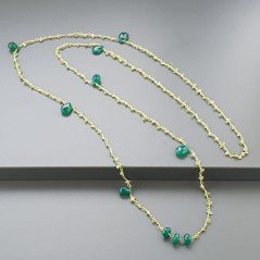 Collana A Nodo Orafo Dorato Con Peridoto E Onice Verde