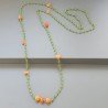 Collana A Nodo Orafo Rosato Con Cristallo Verde E Corniola