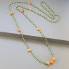 Collana A Nodo Orafo Rosato Con Cristallo Verde E Corniola