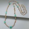Collana A Nodo Orafo Rosato Con Occhio Di Tigre,Onice Verde E Giada