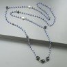 Collana A Nodo Orafo Dorato Con Cristallo Blu,Spinello Nero,Onice Nera E Perle Di Fiume