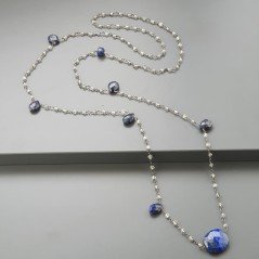 Collana A Nodo Orafo Brunito Con Cristallo Di Rocca E Lapis Lazuli