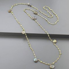 Collana A Nodo Orafo Dorato Con Peridoto E Labradorite