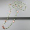 Collana A Nodo Orafo Rosato Con Cristallo Verde E Pietra Di Luna Beige