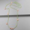 Collana A Nodo Orafo Rosato Con Cristallo Verde E Pietra Di Luna Beige