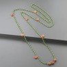 Collana A Nodo Orafo Rosato Con Cristallo Verde E Pietra Di Luna Beige