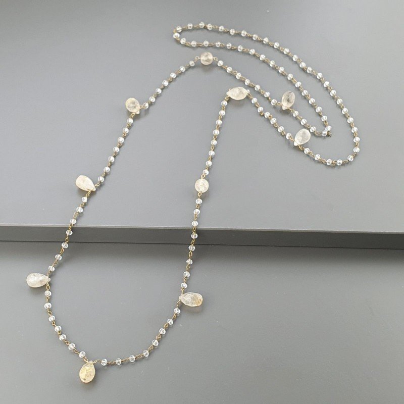 Collana A Nodo Orafo Dorato Con Cristallo E Quarzo Rutillato Oro