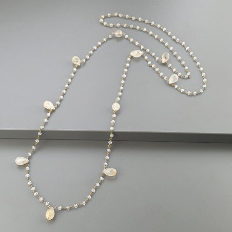 Collana A Nodo Orafo Dorato Con Cristallo E Quarzo Rutillato Oro