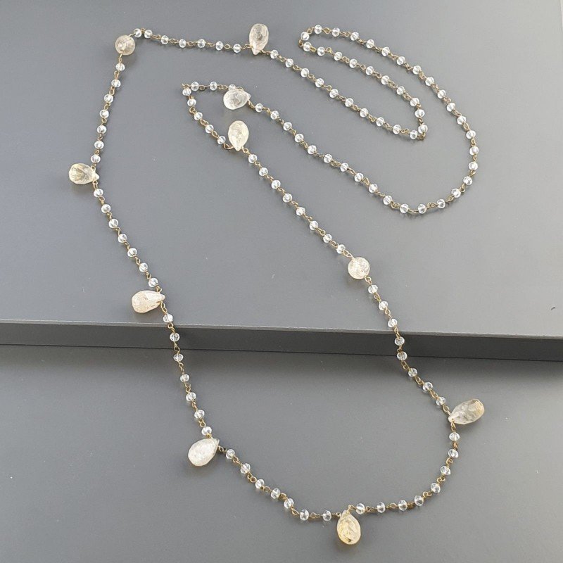 Collana A Nodo Orafo Dorato Con Cristallo E Quarzo Rutillato Oro