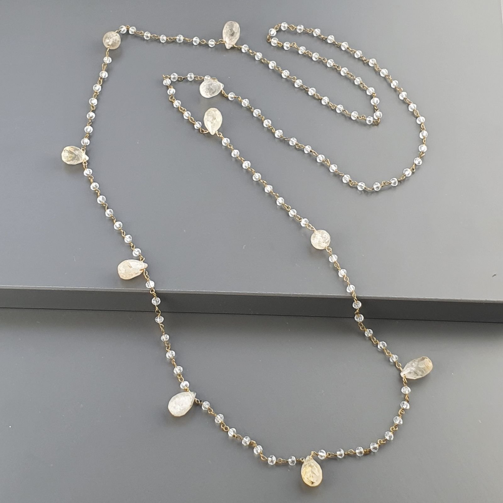 Collana A Nodo Orafo Dorato Con Cristallo E Quarzo Rutillato Oro