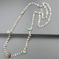 Collana A Nodo Orafo Rosato Con Pietra Di Luna (Adularia) E Crisoprasio Collana A Nodo Orafo Rosato Con Pietra Di Luna (Adularia) E Crisoprasio